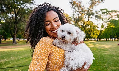 Lady with white dog